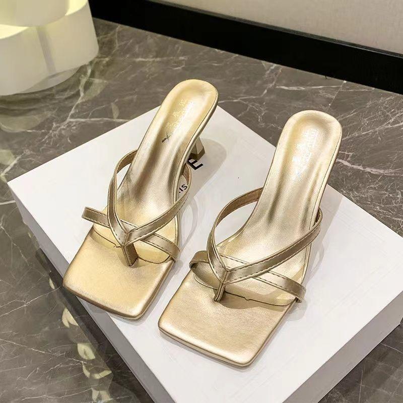 Summer New Sexy Temperament Fairy Wind Cool Slippers Female Toe Out Socialite High Sense One-word High Heels