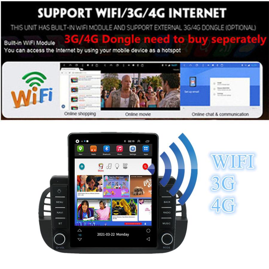 9.5" 2+32GB Vertical Android 10.1 Stereo Radio GPS Navigation For 07-15 Fiat 500