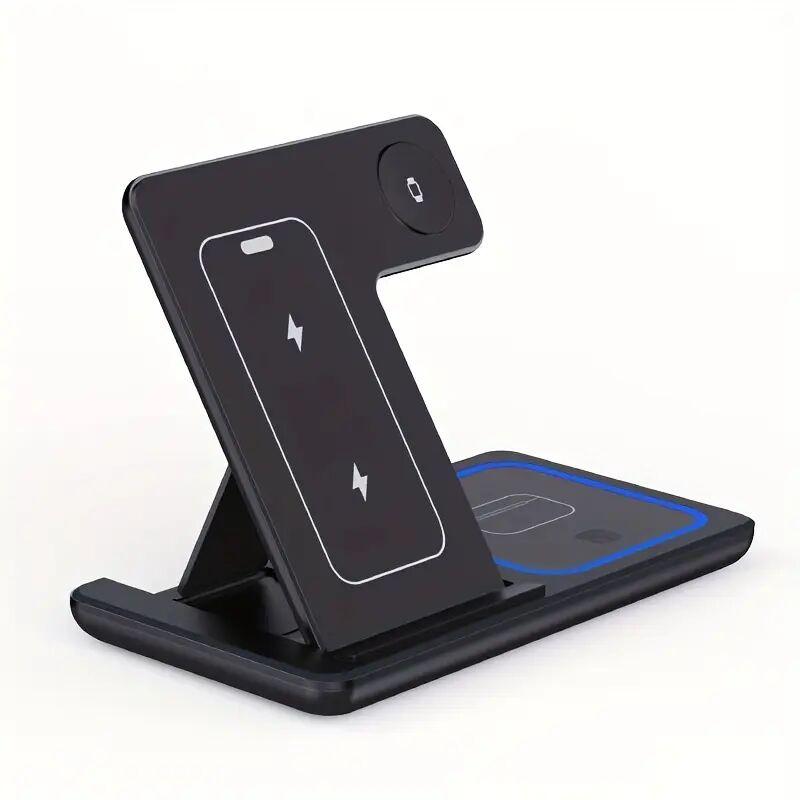 15W Fast Wireless Charger Stand 3 In 1 Foldable Charging Station For iPhone 15 14 13 12 11 Apple Watch 9 8 7 6 5 Airpods Pro