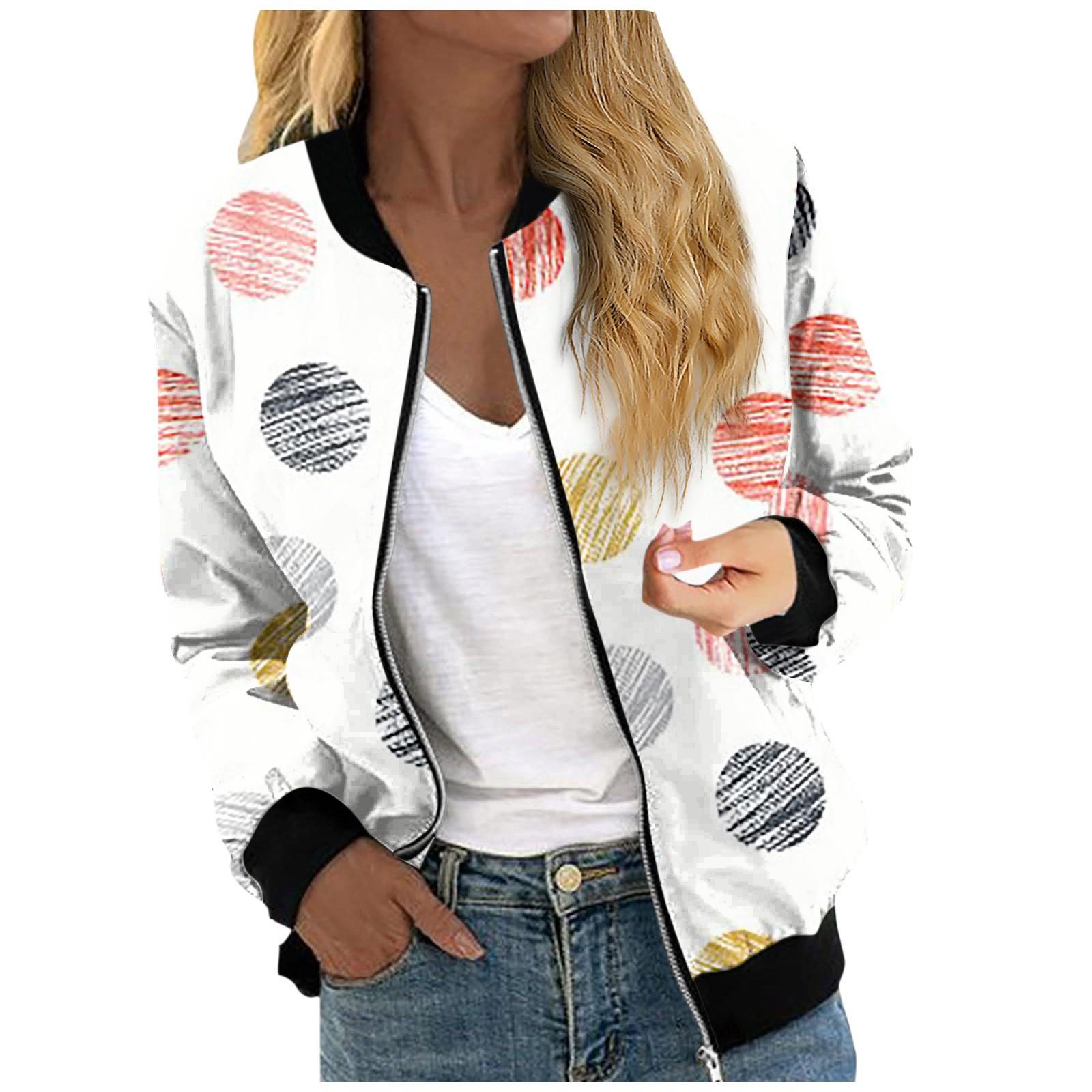 

Жіночі куртки з довгими рукавами, легкі, укорочені модні верхній одяг із принтом, повсякденні стьобані куртки з кишенями XXL