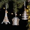 Christmas Tree Decor Acrylic Elk Bell Pendant Transparent Snowflake Pendants With Sequins Home Xmas Party Decoration Accessories