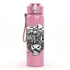 1PC Bull Cow Black Sketch Animal Print 750ml Color Plastic Sports Water Bottle Leakproof Flip Straw Lid Suitable for Sports Office Home Use