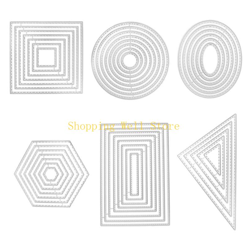 KX4B 6Pcs Carbon Steel Cutting Dies Geometric Embossing Die Cut Stencils For Scrapbooking Photo Album Planner Decoration CN