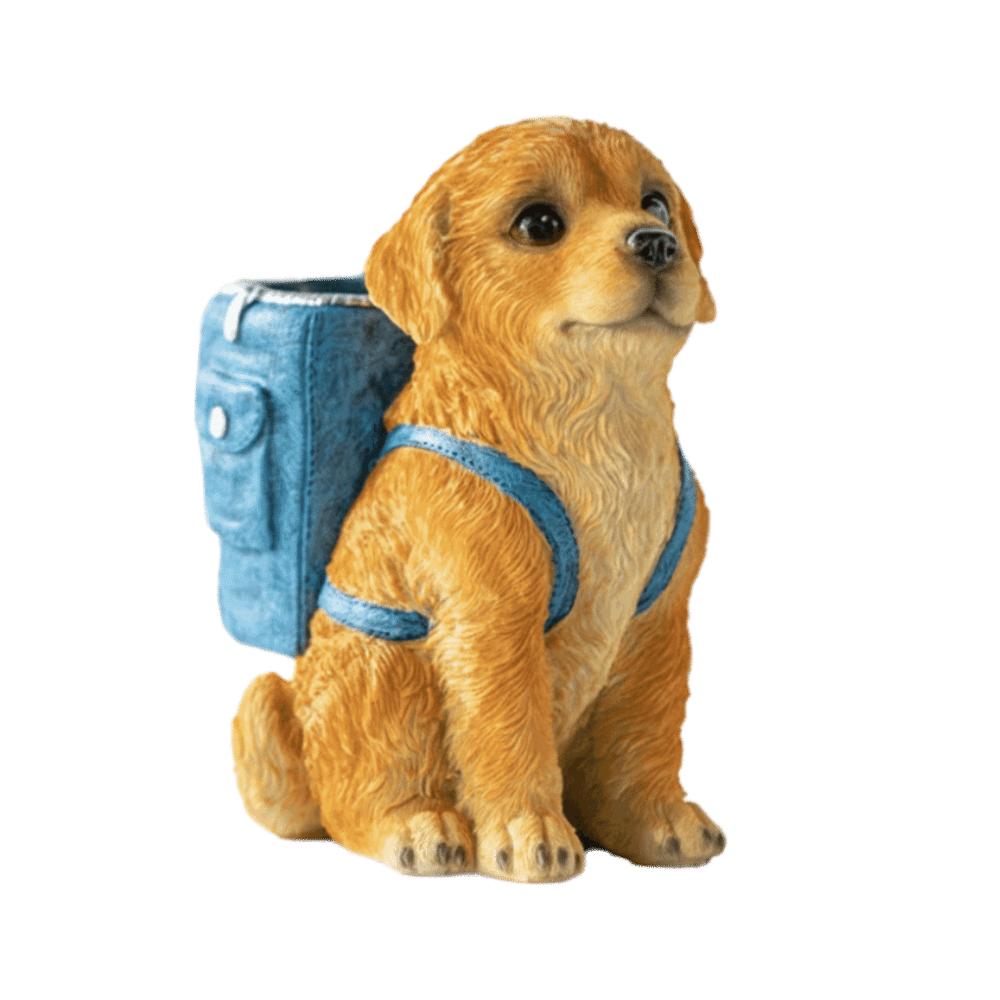 Resin Craft Golden Retriever Dog Pen Holder Cute Design Pencil Cup Pen Holder  Desk Use синий