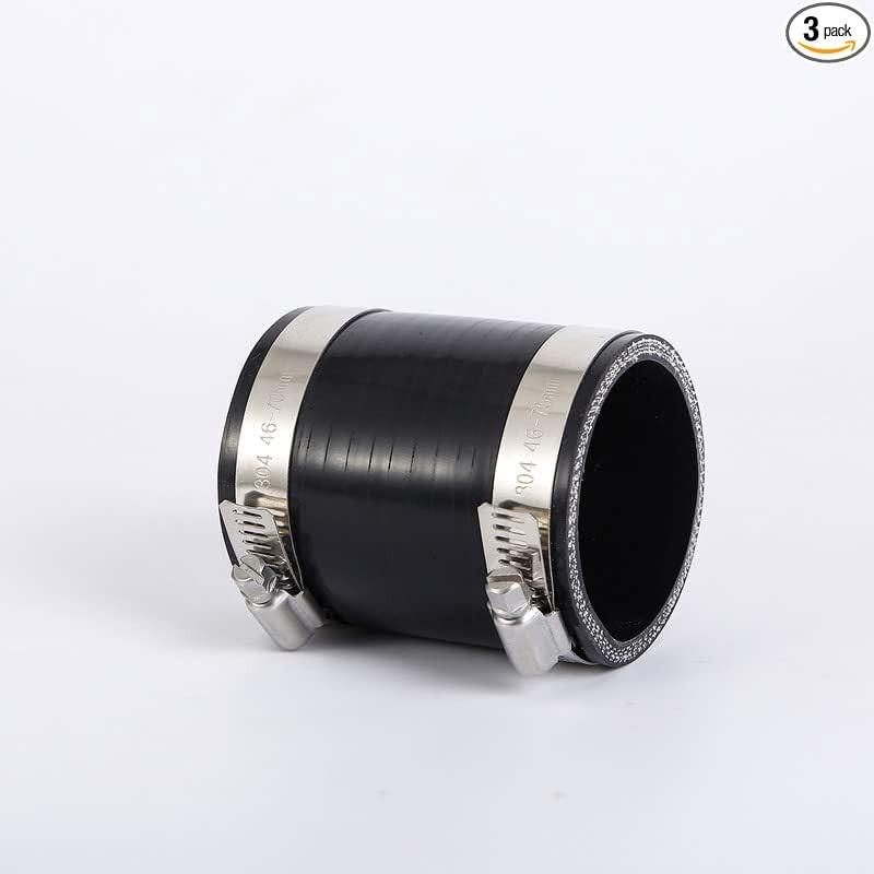 3in ID Straight Silicone Hose Coupler with Hose Clamps, 3 inch (76mm) Silicone C