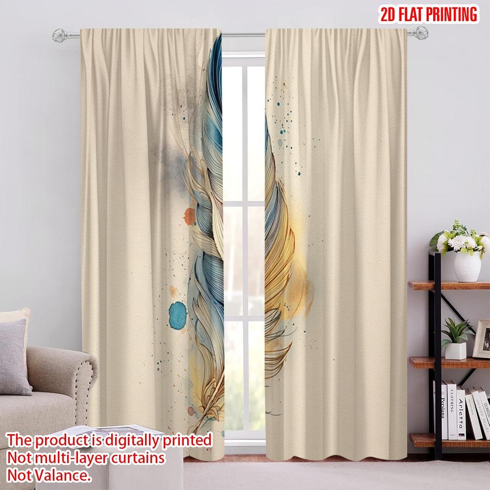 

2 шт., 2D печать на плоскости Популярные шторы Искусство двойного пера Универсальная ткань (без удилища) Праздничный для спальни, гостиной, кабинета 52.50 × 116.00 cm 2 pcs