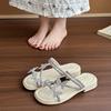 Beautiful flat-bottomed slippers women's summer wear 2025 new Internet celebrity explosion butterfly rhinestone with skirt two wear sandals