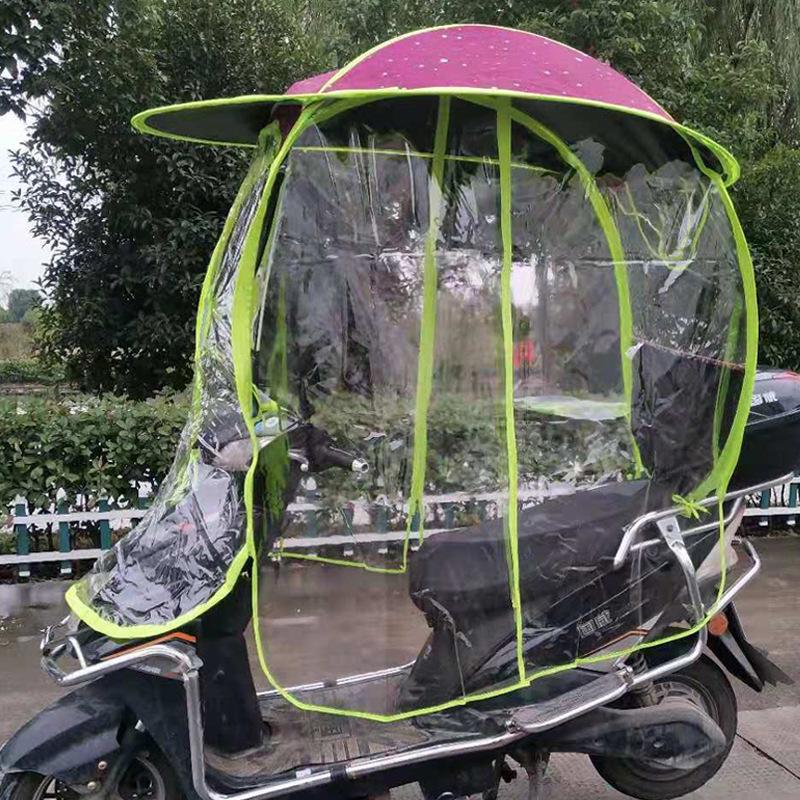 Electric Vehicle Canopy with Full Side Curtains and Sun/Rain Protection for Tricycles and Motorcycles