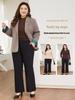 Plus Size Winter Fleece-Lined Silk Flare Pants for Middle-Aged and Elderly Women