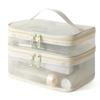 Breathable Mesh Cosmetic Bag Large Capacity Double Layer Anti-scratch Makeup Organizer for Business Trip Daily Travel