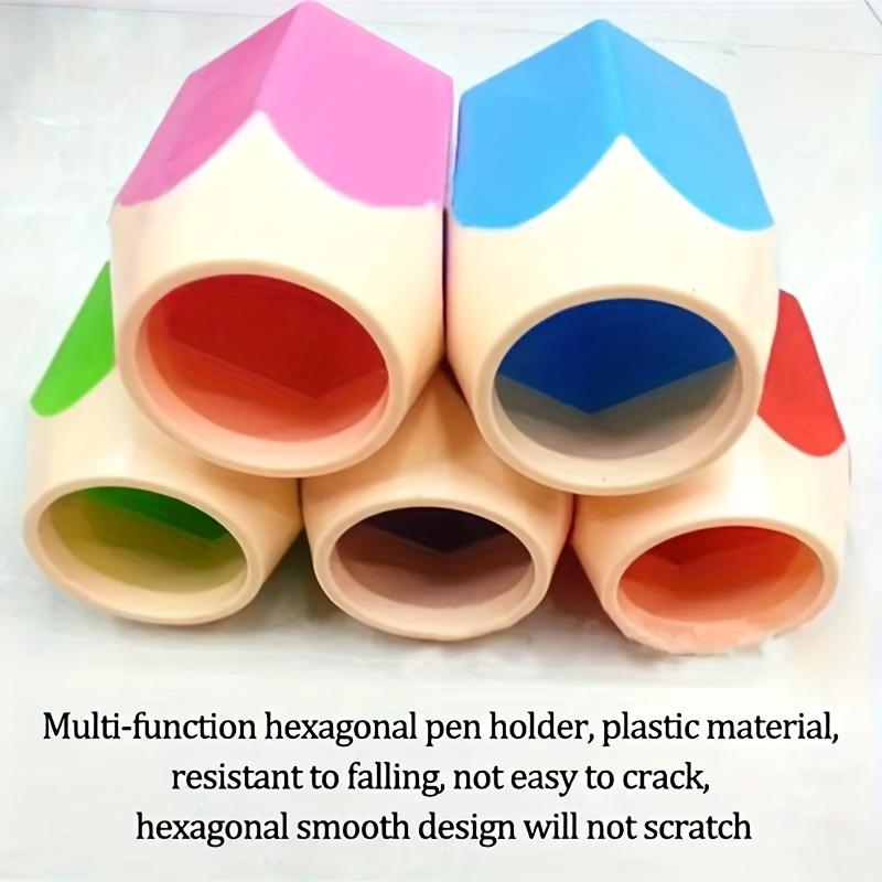 5pcs Pencil-Shaped Pen Holders - Colorful ABS Desk Organizer with Scissors Slot, Ideal for Home Office & Classroom Decor, Classroom Supplies