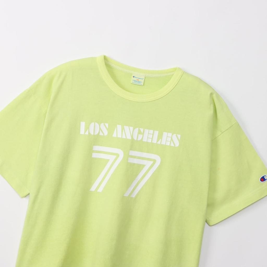 Champion Short Sleeve Crew Cotton USA Rubber Lime Kids' T-Shirt, Neck, 100% LooseFit, Print, Girls' Casual, Mist, CK-B319