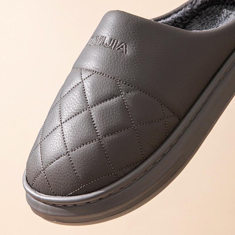 Waterproof large size cotton slippers household piled thickened plush slippers winter warm winter cotton slippers outer wear