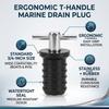 T-Shape Handle Boat Drain Plug Black Corrugated Rubber Plug Marine Drain Plug  Marine Repair