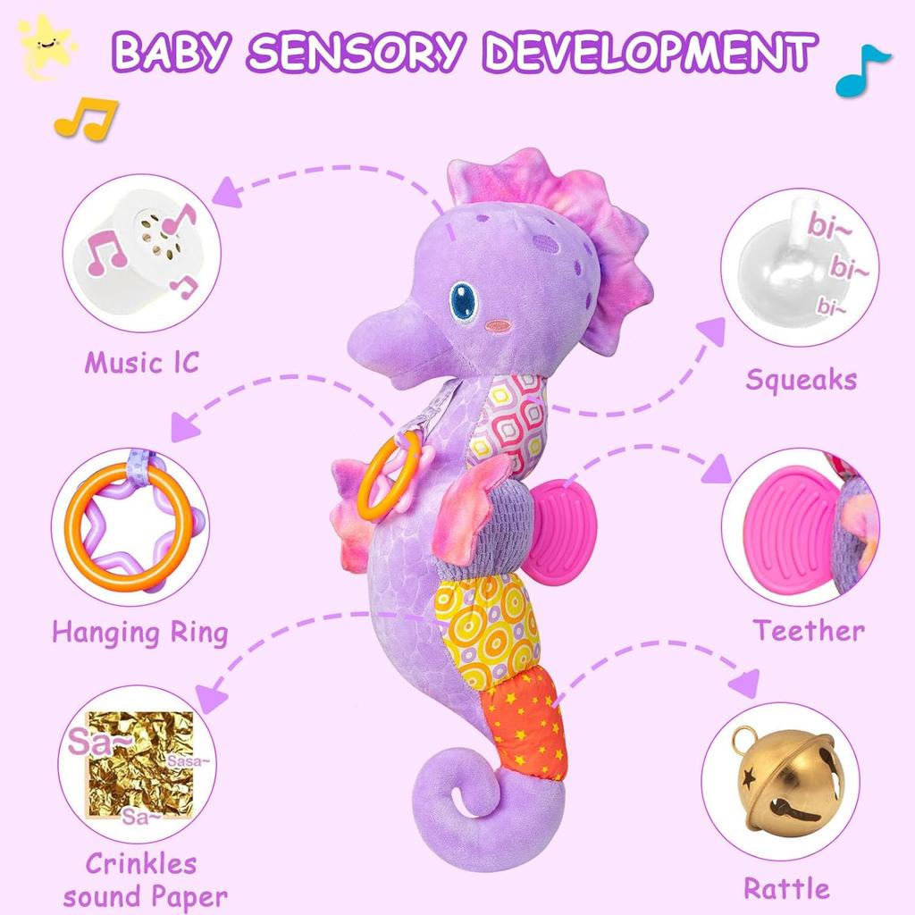Baby Rattles Toys Infant Musical Stuffed Animals Soft Toy with Bright Colors Crinkle Sound Paper Newborn Toys for 0 12 Months