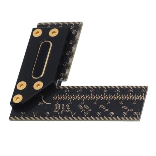 Hilitand 100mm Aluminum Woodworking Ruler, Gauge, T-Shaped Square, Marking Tool, Aluminum, Woodworking Scriber