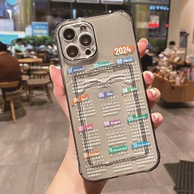 Card Holder Clear Phone Case For iPhone 15 Pro Max Case iPhone 13 14 Pro 11 12 XR X XS Max 7 8 Plus SE Silicone Calendar Cover