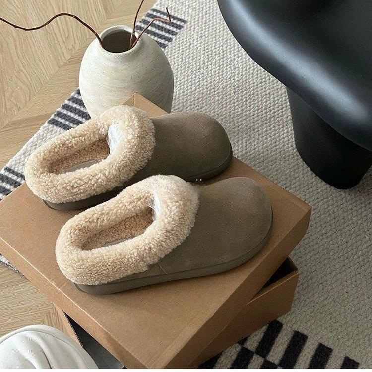Buty Mao Mao damskie ciepłe wełniane bawełniane kapcie damskie buty worek głowa mały ziemniak leniwe jeden pedał 2025 kapcie na grubej podeszwie
