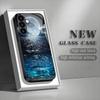 Moon Night Deep Sea Tempered Glass Phone Case Suitable for Samsung Galaxy S26 S25 S24 S22 S21 S20 FE/Ultra/Plus Anti Drop