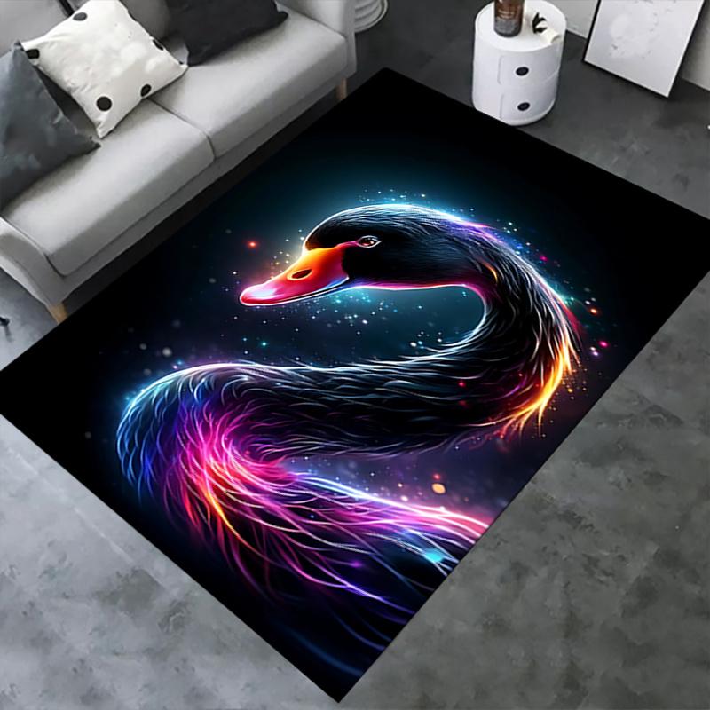 Colorful Swan Chair Mat: Office Carpet, Oversized Rug for Home Decor, Sofa Mat, Desk Pad Gift Suitable for Bedroom, Living Room, Any Room