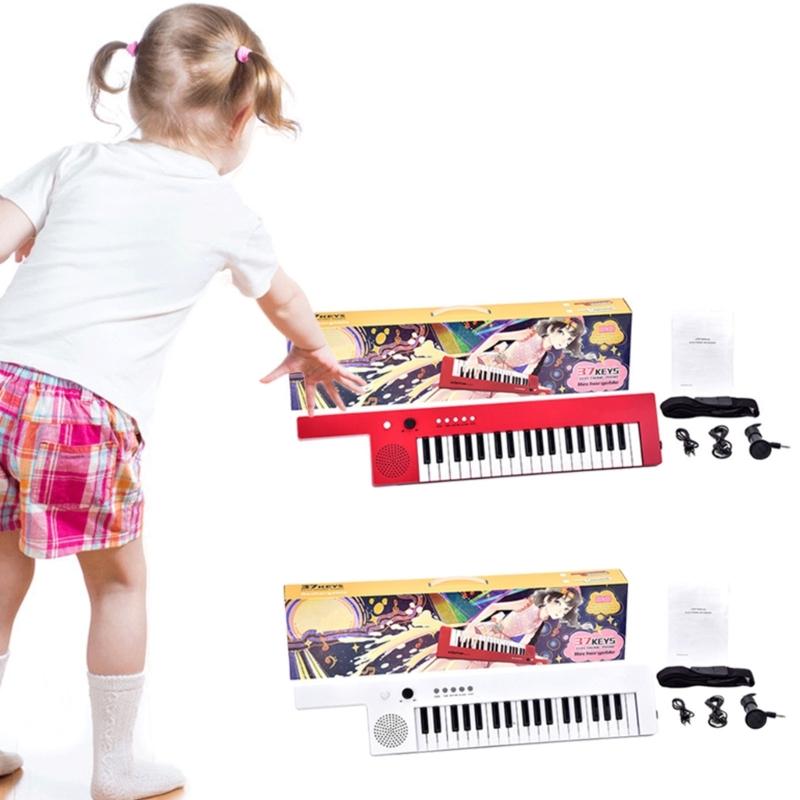 Kids Piano Keyboard, 37 Keys Electronic Keyboard Portable Musical Piano with Microphone and Power Connector for Boy Girl