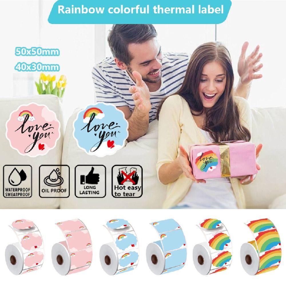 140/230Pcs DIY Blank Label Sticker Rainbow Self-Adhesive Thermal Paper  Shipping Labels