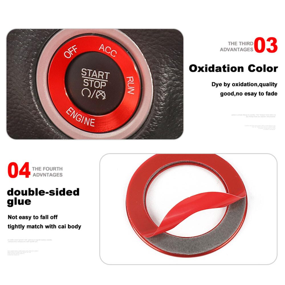 Red Start Stop Ignition Button Cover Trim For Dodge Challenger 2015-2019 Alloy
