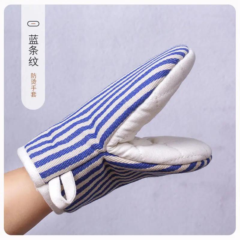 1 Stück Gestreifte Einfache Haushaltsküche Ofenhandschuhe Hohe Temperaturbeständigkeit Mikrowellenhandschuhe Dick Anti-Verbrühung Backhandschuh