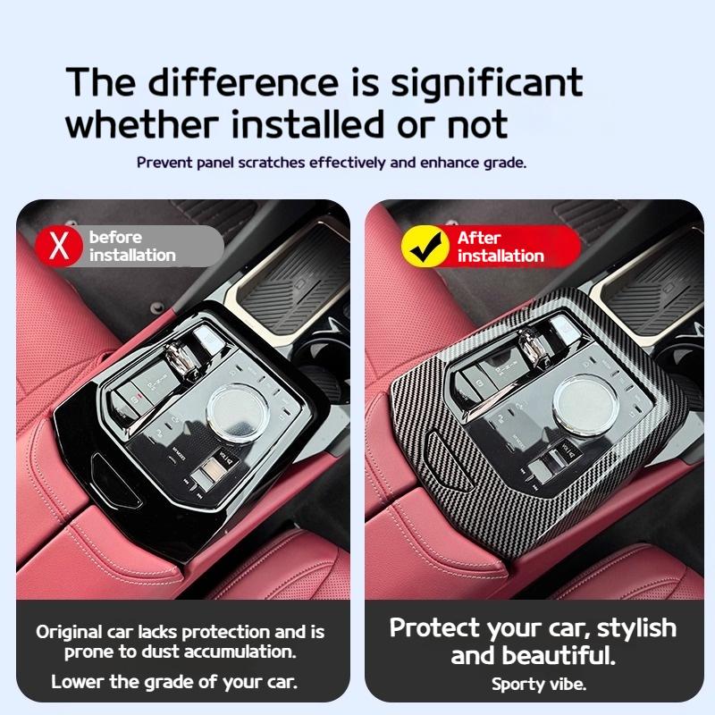 For BMW 5 Series G60 2024-2025 Car Carbon fiber textured interior decoration accessories for the center console gearshift frame