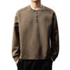 Luxury 300g Heavyweight Men's Henley Collar Pleated Hoodie - Autumn American Trend T-Shirt with Long Sleeves