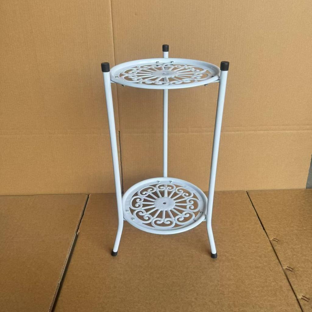 2-stöckiger Metall-Pflanzenständer 19,69 Zoll hoch, Mehrzweck-Blumentopf-Ausstellungsregal für drinnen/draußen, Schwarz/Weiß moderner Stil, robust, einfache Montage