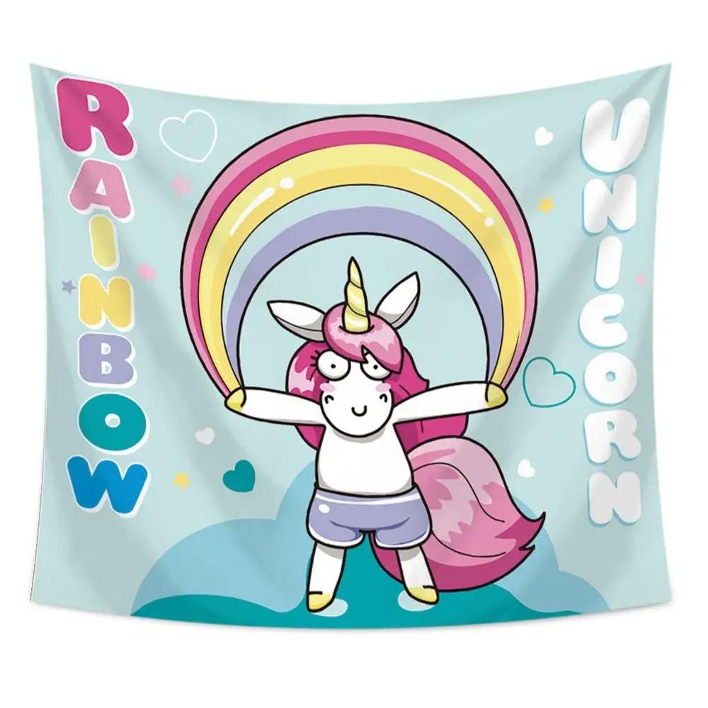 Cartoon Unicorn Print Tapestry Office Living Room Tapestry Home Wall Decoration Tapestry
