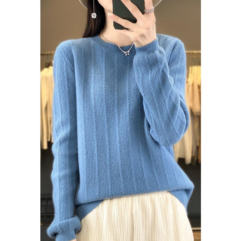 

Corn Kernel Round Neck Sweater for Women In Autumn and Winter New Cashmere Knitted Base Shirt Fashionable and Versatile Long-sleeved Pullover Sweater XXL