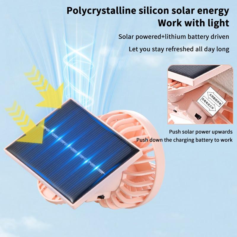 Portable Mini Hand Clip Fan Usb Rechargeable Solar Powered Fan For Travel Outdoor Hiking Camping Clip On Air Cooling Small Fan