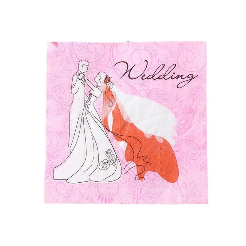 

20Pcs/pack 33x33cm Groom Bride Printed Paper Wedding Party Decoration Dinner Napkins Disposable Tableware Supplies 20pcs розовый