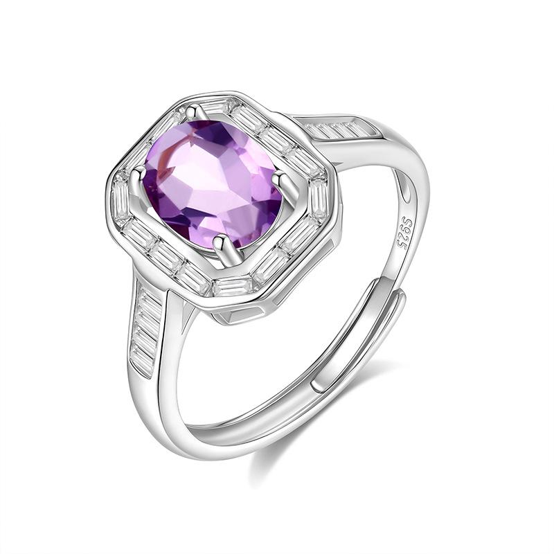 

New Arrival S925 Sterling Silver Ring 68mm Oval Natural Stone Luxury Inlaid Light Luxury Crystal Women Fine Jewelry live