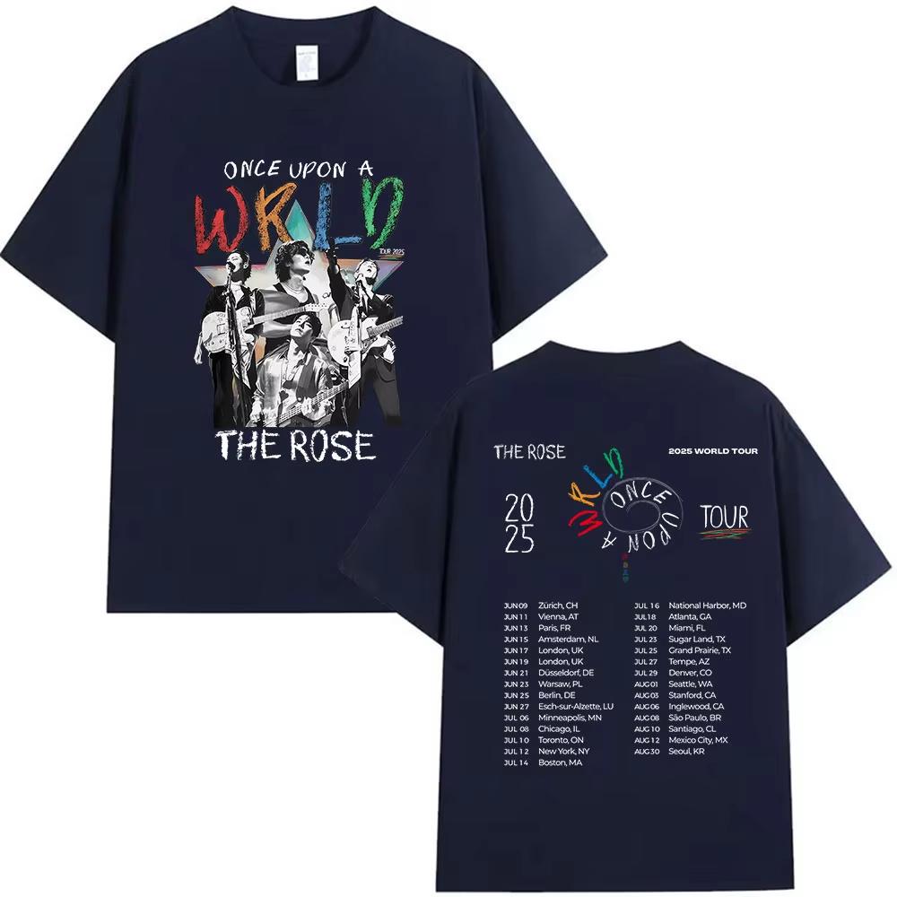 2025 Summe Kpop The Rose Once Upon AWRLD Welttournee T-Shirt Herren Hip Hop Korea 100 Reine Baumwolle Bedrucktes T-Shirt Kleidung T-Shirts