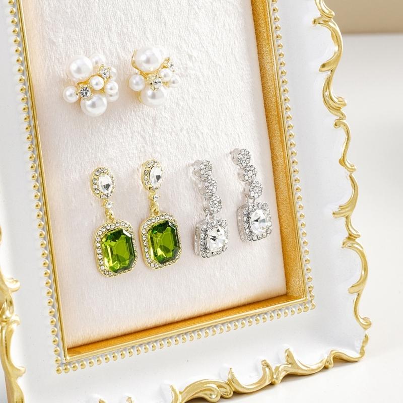 Jewelry Display Stand with Lined Panel, Ornate Resin Frame, Tabletop Holder for Vanity, Counter, and Dresser Display