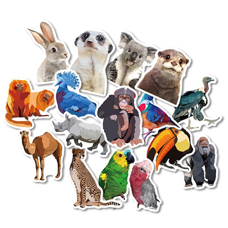 50 Realistic Small Animals Cute Wind Stickers Pack Outdoor Waterproof Stickers Suitable for Computer Water Cup Skateboard