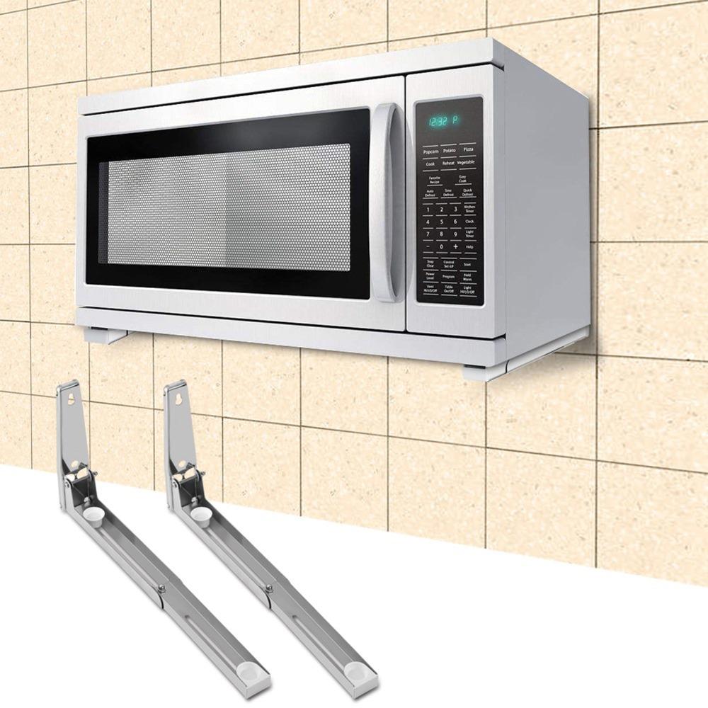 2PCS Stainless Steel Microwave Oven Bracket Load 55 Lb Oven Shelf Foldable Shelf  Wall Mounted