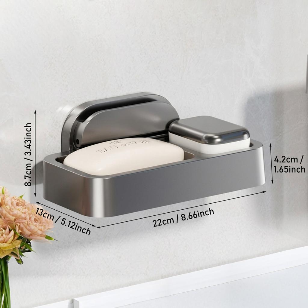 Suction Cup Soap Dish Wall Mounted Bathroom Storage Organizer No Drilling Required