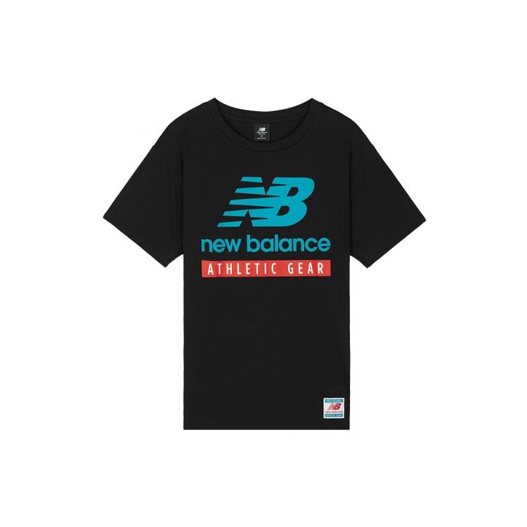 New Balance Essentials Stacked Logo Short Sleeve T-Shirt Asia Sizing  Black Aqua  Men s AMT11517-BK L
