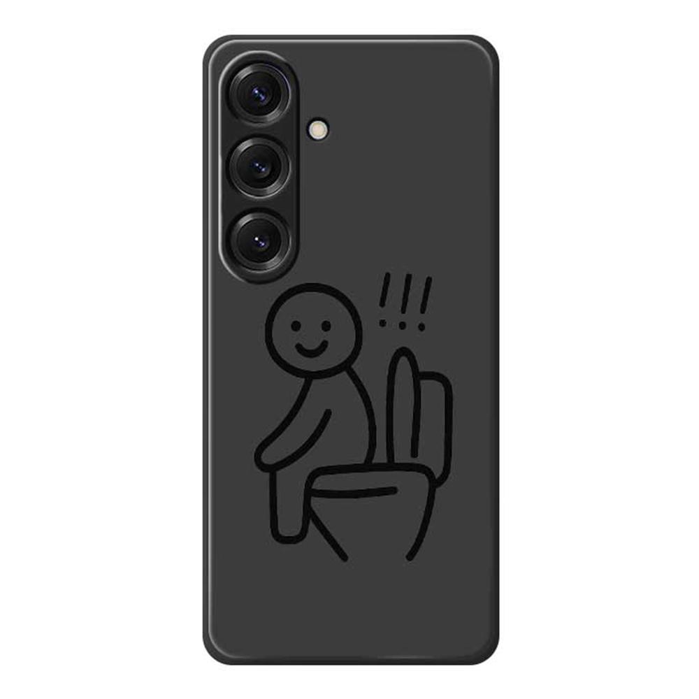 

Для Samsung Galaxy S25 Чехол Принт Стикмена в Туалете Прямой Край ТПУ Задняя Крышка Телефона Black