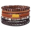 Retro Woven Cowhide Leather Men's Bracelet Set - European & American Handmade DIY Knot