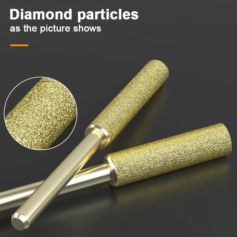 6Pcs/Set Diamond Coated Cylindrical Burr 4/4.8/5.5Mm Chain Saw Grinder Stone Resistant Chain Saw Grinding Carving Grinding Tools