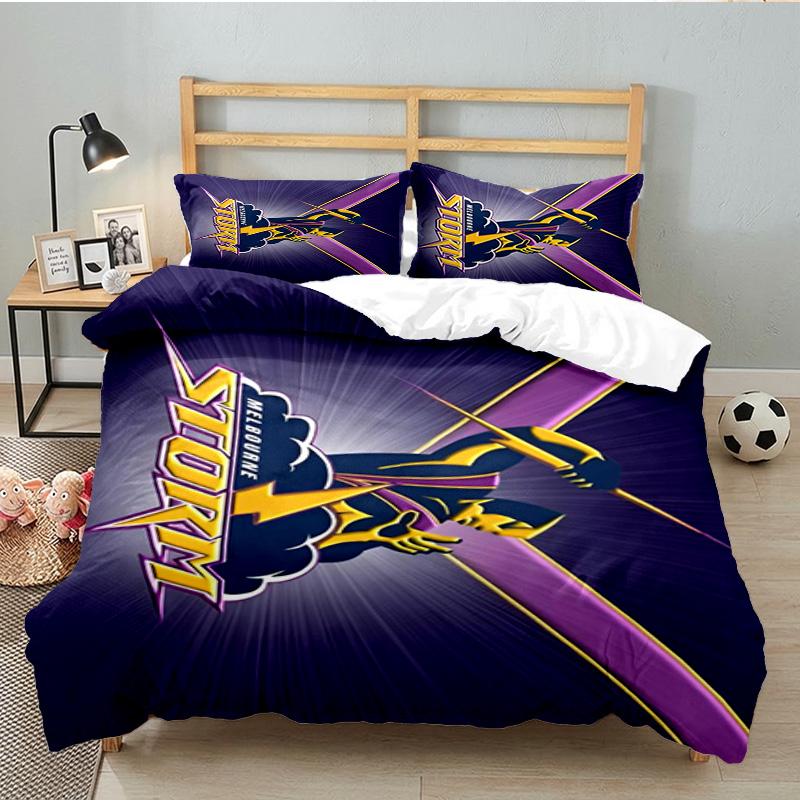 Melbourne Storm Team 3PCS Bedding set,Ideal for 1pc Duvet Cover And 2pcs Pillowcases Perfect for Fan gift,Ideal for Bedroom, Dormitory