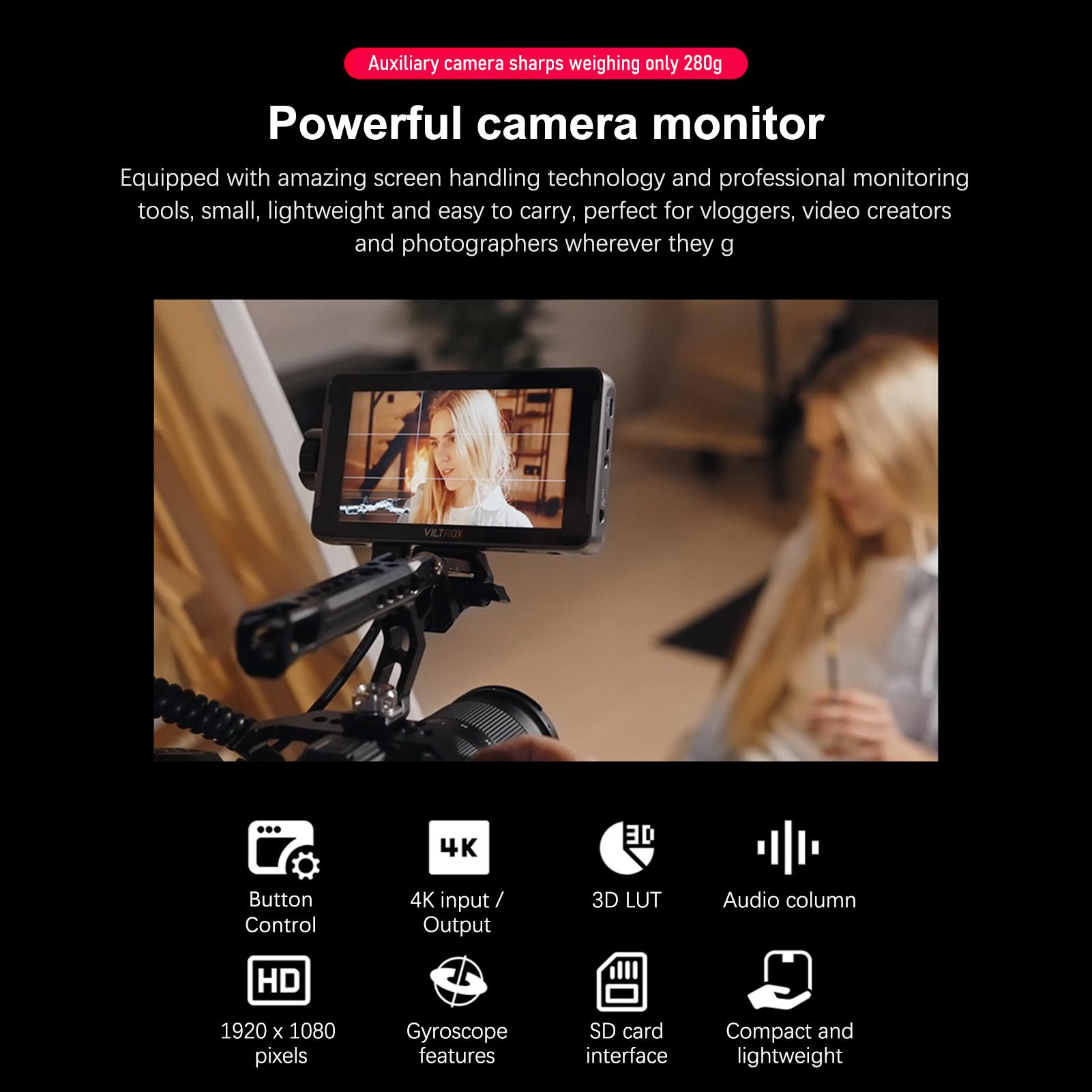 

VILTROX DC-550 5,5-дюймовый портативный монитор 4K HD-видео 1200 нит 1920*1080 пикселей 3 типа блоков питания