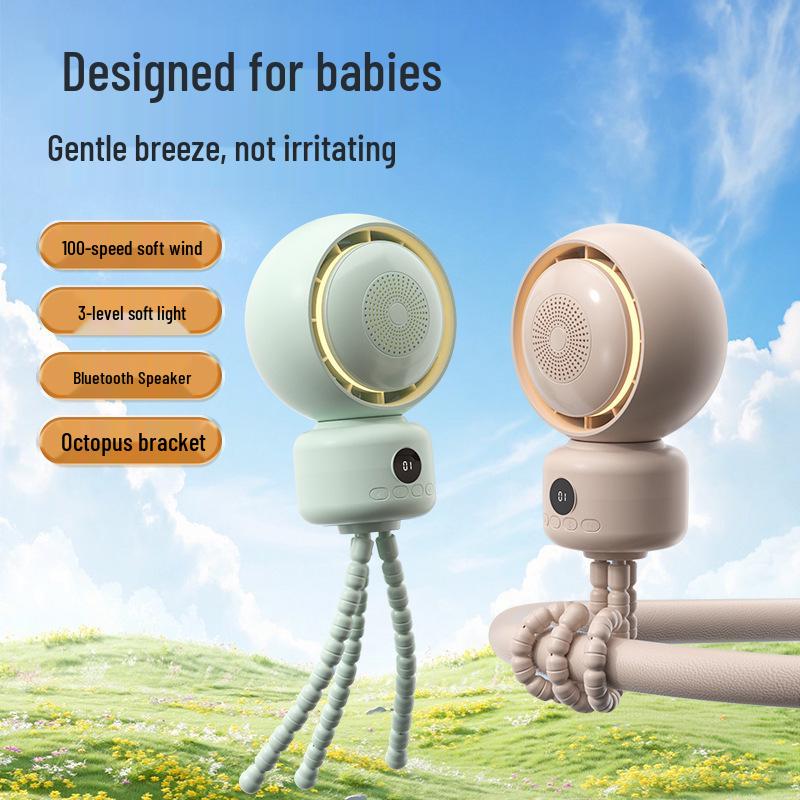 Leisu Octopus Baby Stroller Fan: Oscillating, Portable, Music-Enabled, Clip-On Desk Fan