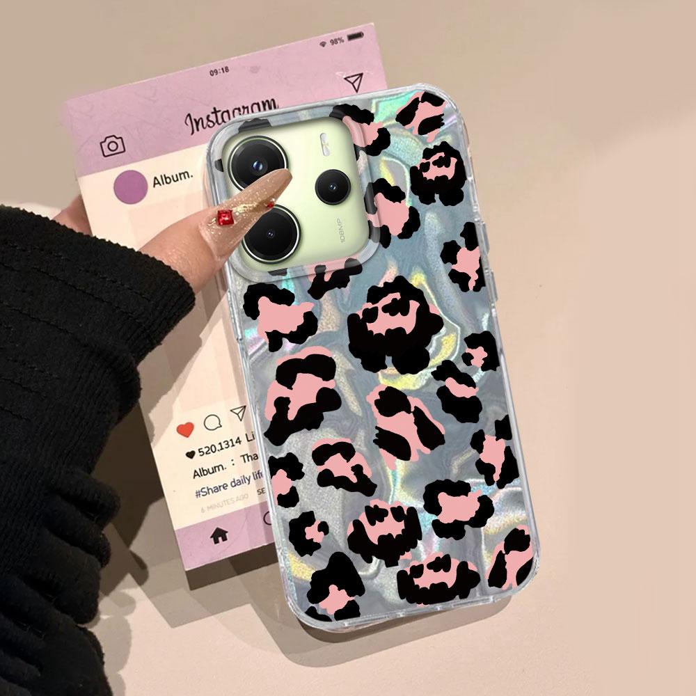 Handyhülle mit Leopardenmuster und Wassertextur für Xiaomi Redmi 13C 14C A1 A3 A4 A3X Note 14 13 12 11 11S Pro Hülle Silikon Rückseite