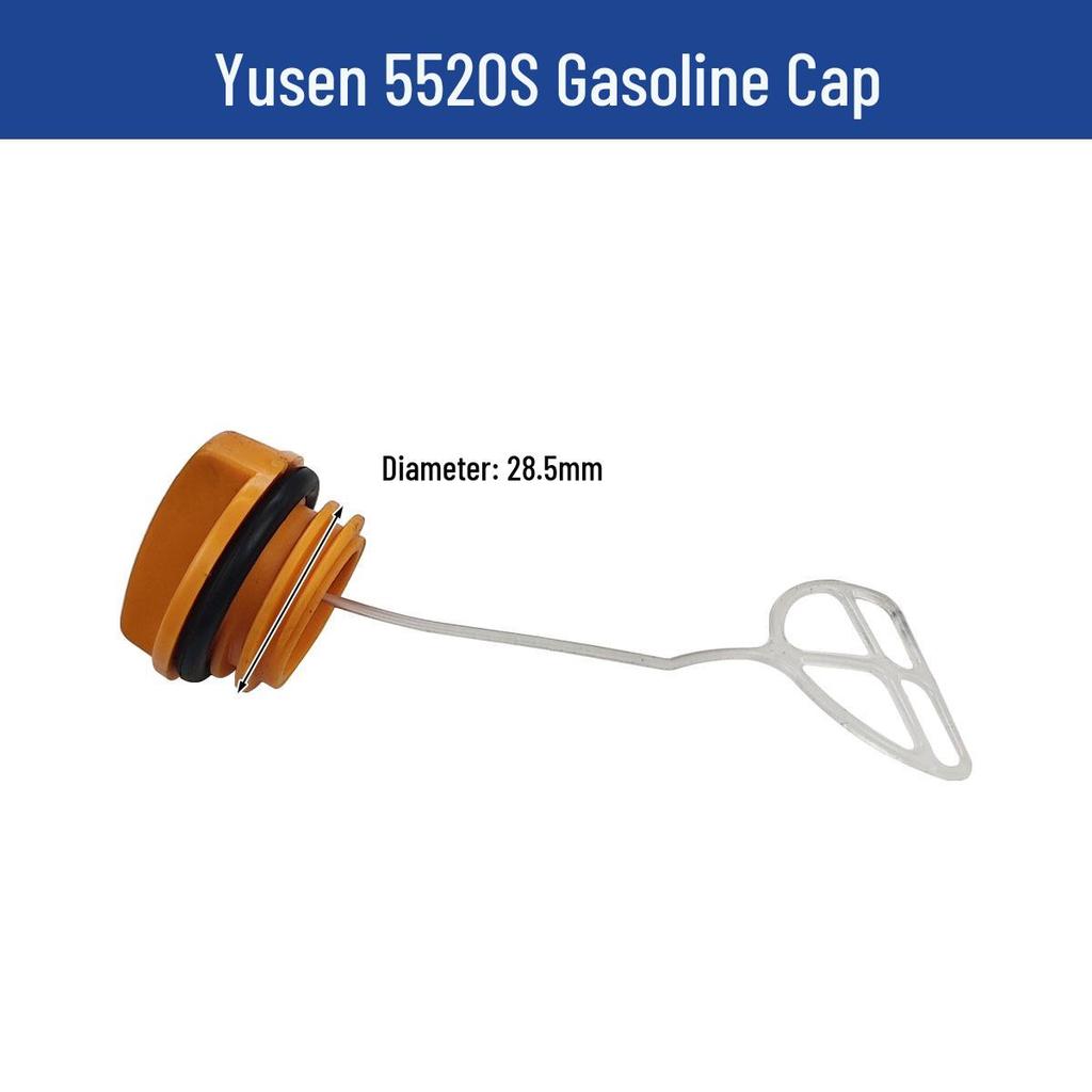 Yusen Chainsaw 5520 Parts: Cylinder, Carburetor, Clutch, Drive Disc, Pull Starter, Ignition Coil, Air Filter.